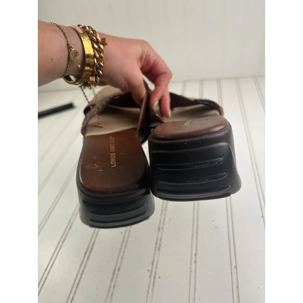 Lower East Side Vintage Y2K Brown Platform Wedge Slide Sandals Women's Size 7.5